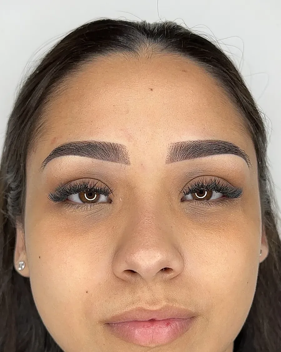 Powder brows result on a client, Mile C Beauty