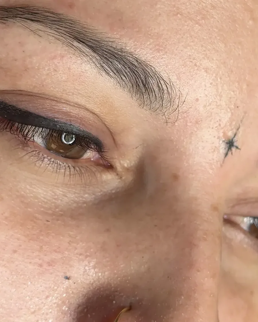 Permanent eyeliner with a defined wing, close-up